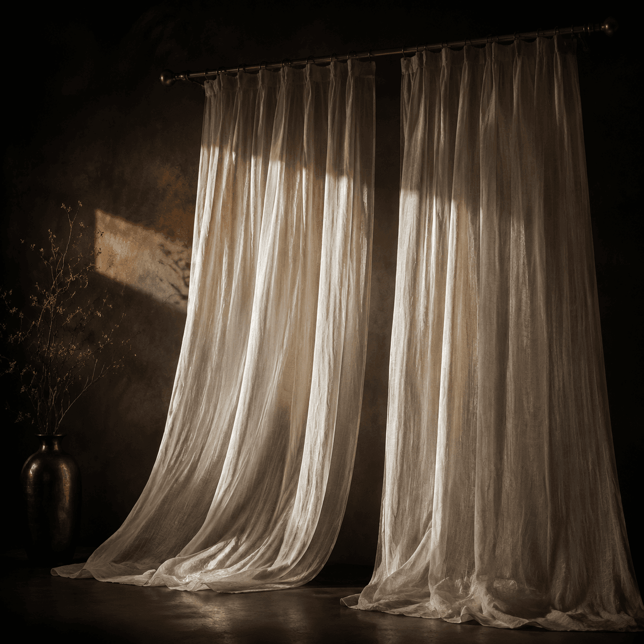 Sheer Voile Curtain, Pair